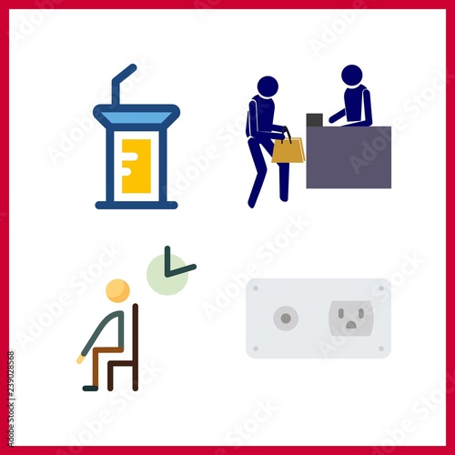4 room icon. Vector illustration room set. socket and reception icons for room works