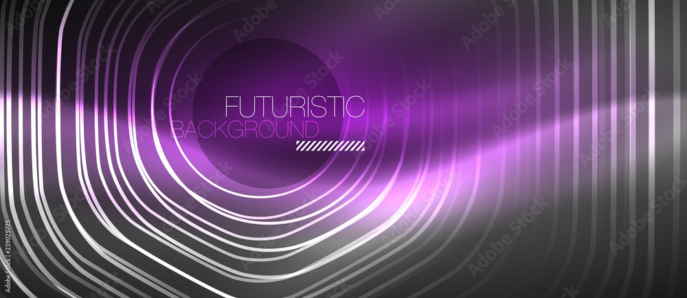 Black and glowing color lines neon design, magin techno template background Black and glowing color lines neon design, magin techno template background