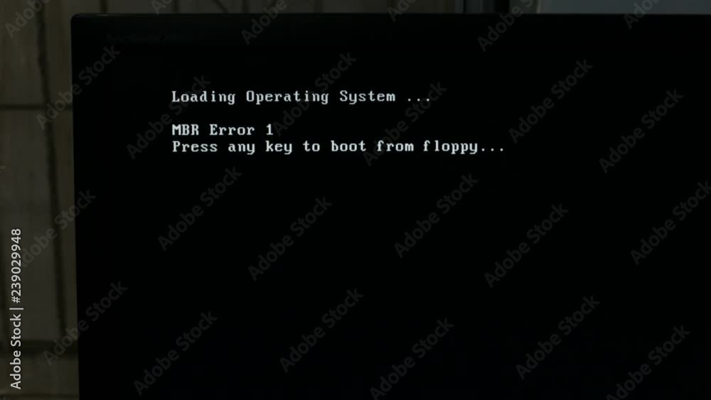 Boot error message on computer monitor
