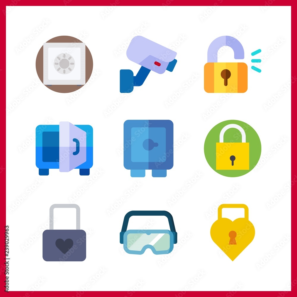 9 private icon. Vector illustration private set. secure and padlock icons for private works