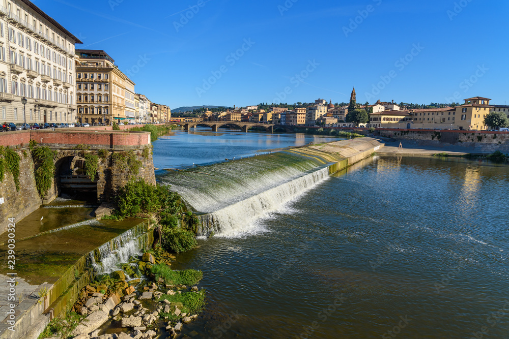 Fototapeta premium Pescaia di Santa Rosa on Arno river in Florence. Italy