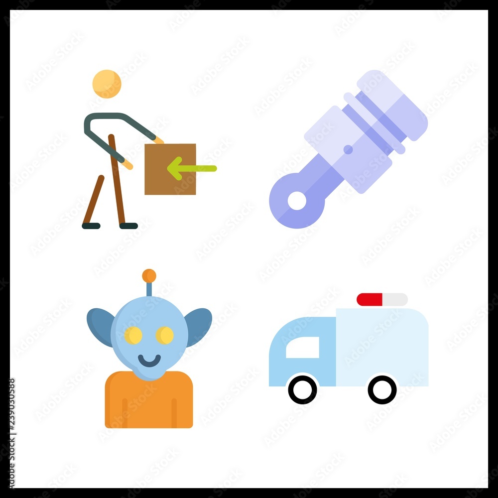 4 vehicle icon. Vector illustration vehicle set. delivery and piston icons for vehicle works 4 vehicle icon. Vector illustration vehicle set. delivery and piston icons for vehicle works