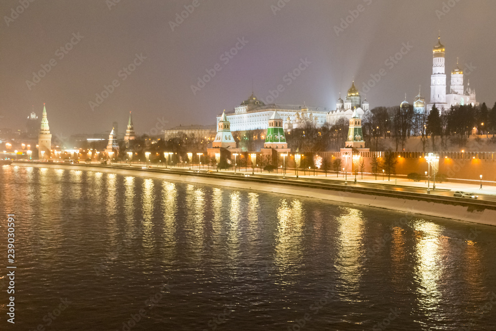 View of the Moscow Kremlin from the big Moskvoretsky bridge