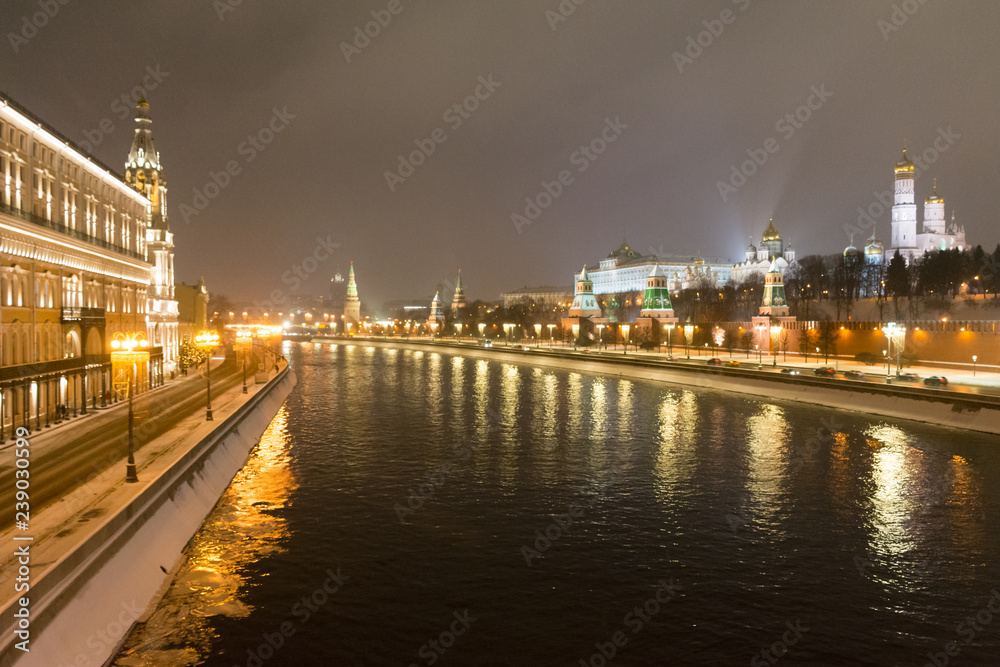View of the Moscow Kremlin from the big Moskvoretsky bridge