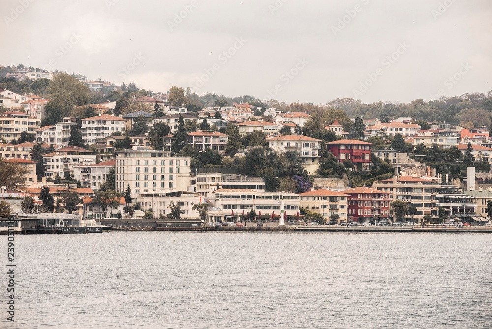 cityscape of istanbul from bosporus bay