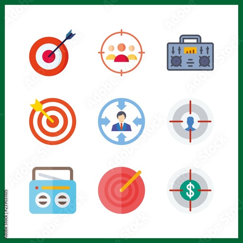 9 hit icon. Vector illustration hit set. radio and targeting icons for hit works