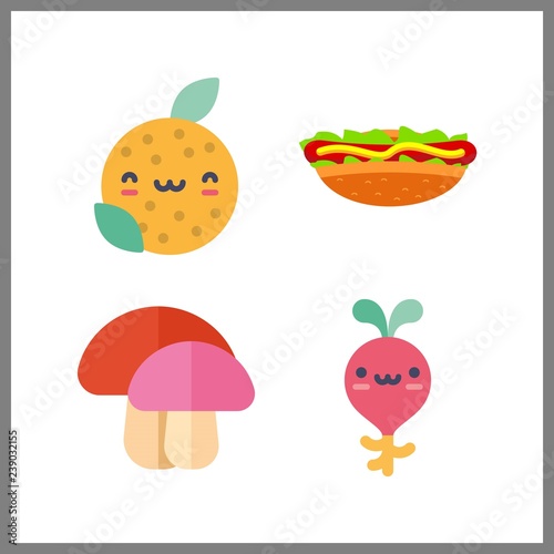 4 slice icon. Vector illustration slice set. mushroom and sandwich icons for slice works