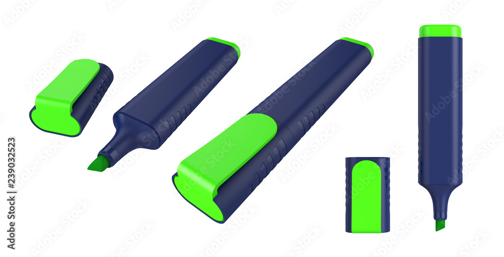 Marker highlighter isolated on white background, 3D rendering Marker highlighter isolated on white background, 3D rendering