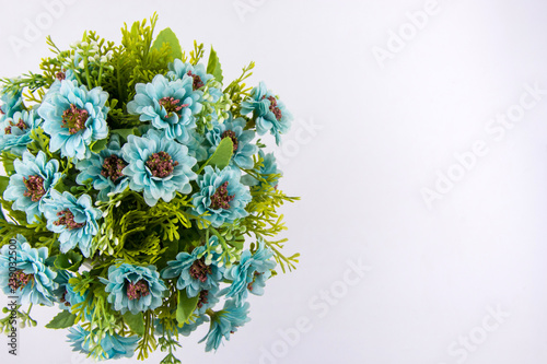 Artificial flower bouquet decoration, copy space background