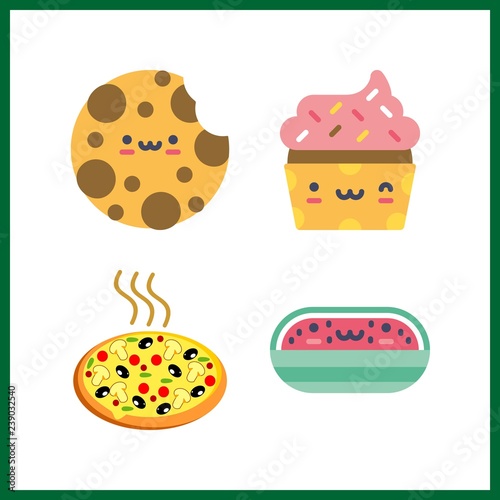 4 fresh icon. Vector illustration fresh set. cookie and pizza icons for fresh works