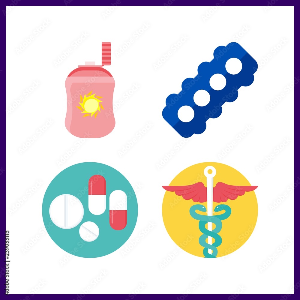 4 bottle icon. Vector illustration bottle set. pharmacy and motor icons for bottle works