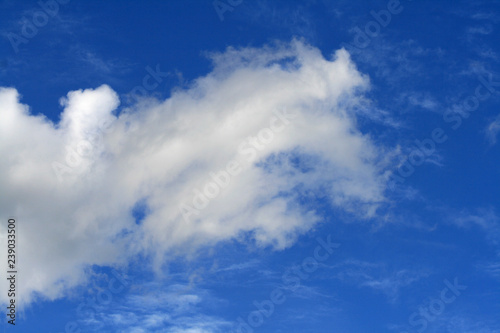 White clouds in the bright blue sky