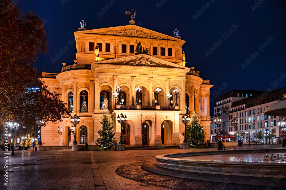 Frankfurt Opera at night, Hessen, Europe