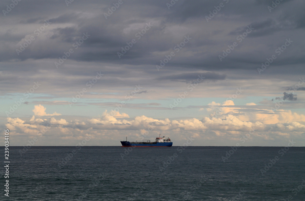 Panoramic view of the December's cloudy sky from the Limassol seafront