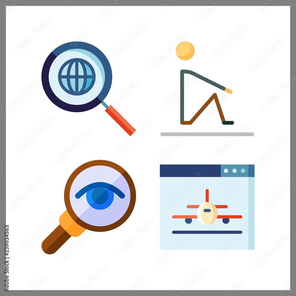 4 search icon. Vector illustration search set. search engine and browser icons for search works 4 search icon. Vector illustration search set. search engine and browser icons for search works