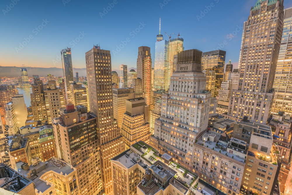 Obraz premium New York City financial district Aerial View