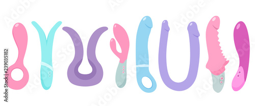 Sex toys. Vector flat illustration.