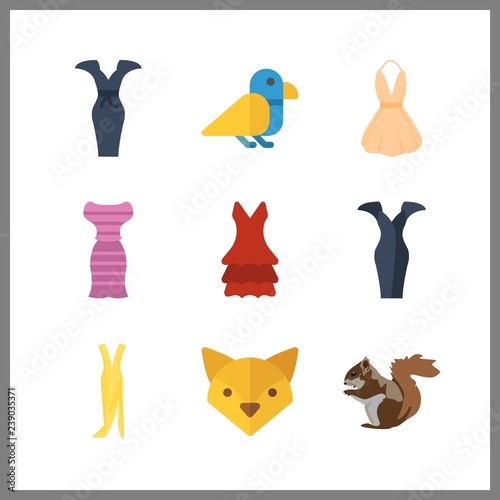 9 tail icon. Vector illustration tail set. dress and bird icons for tail works