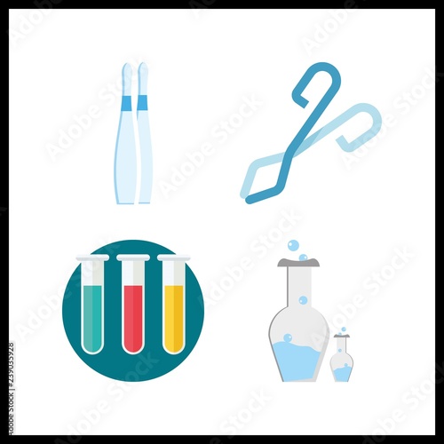 4 scientific icon. Vector illustration scientific set. chemistry and test tubes icons for scientific works