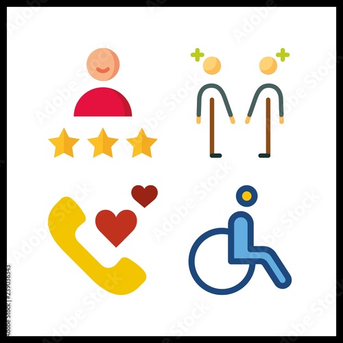 4 support icon. Vector illustration support set. phone call and wheelchair icons for support works