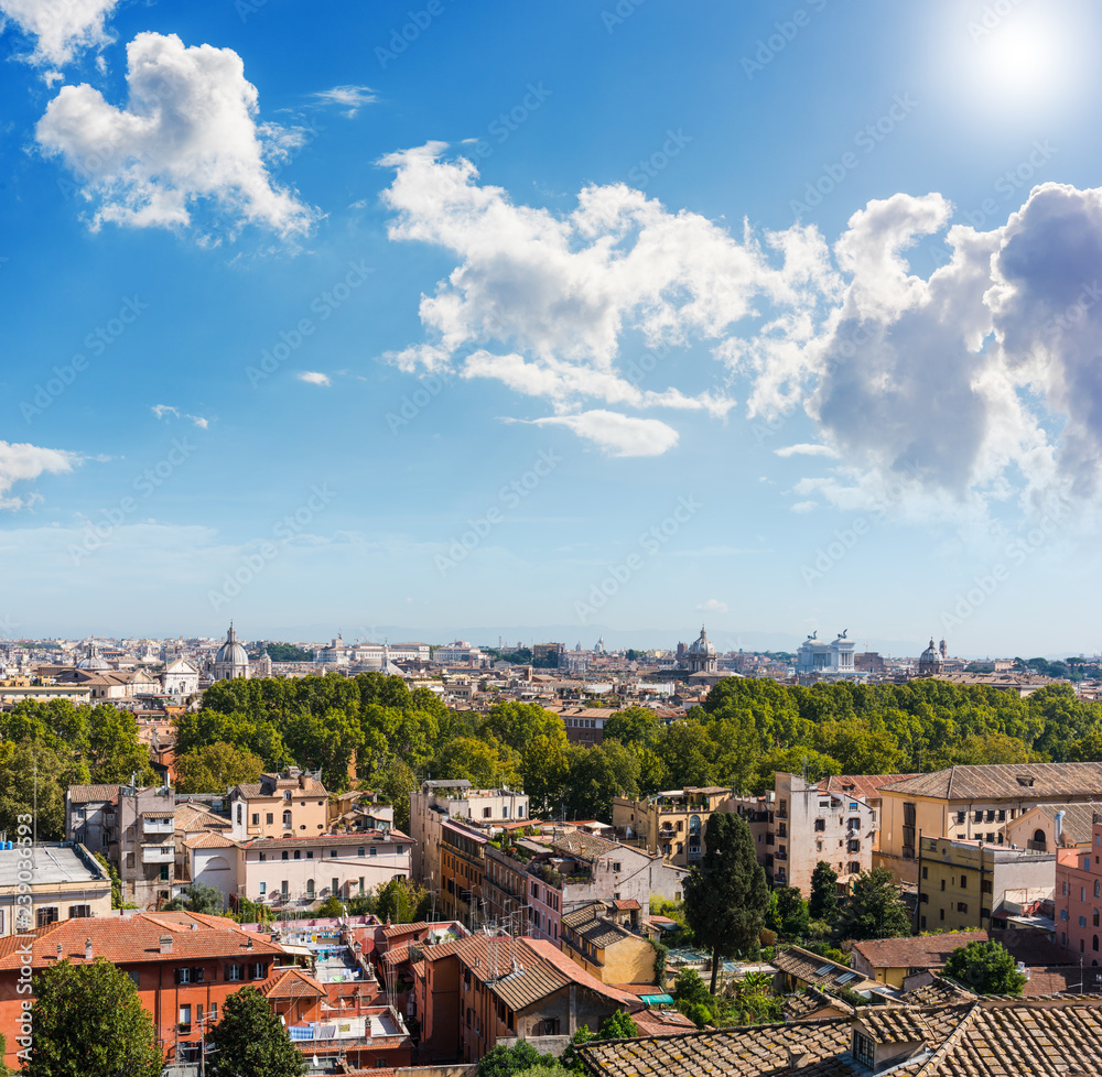 Landscape of Rome under a shining sun in springtime