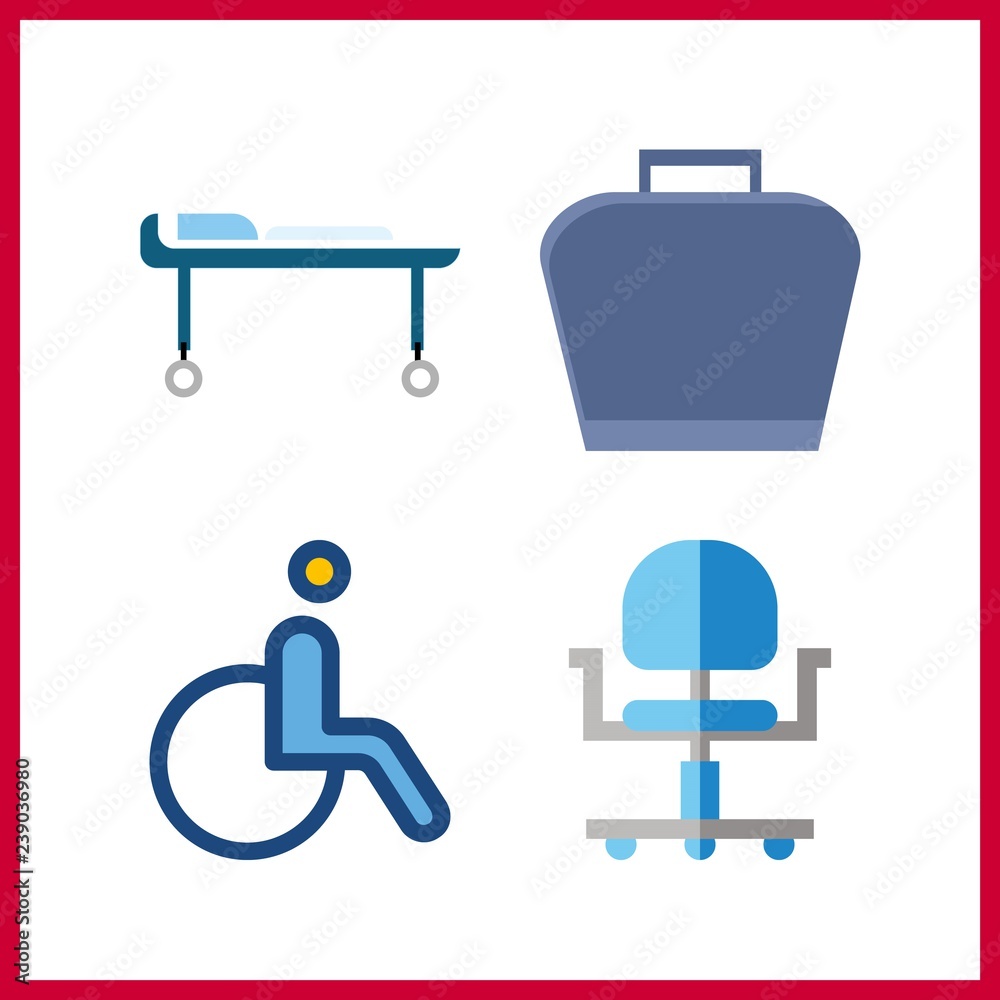 4 mobility icon. Vector illustration mobility set. wheel chair and wheelchair icons for mobility works 4 mobility icon. Vector illustration mobility set. wheel chair and wheelchair icons for mobility works