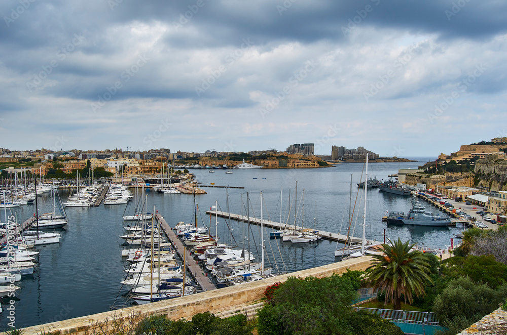 Beautiful view over the famous Valletta village , in Malta