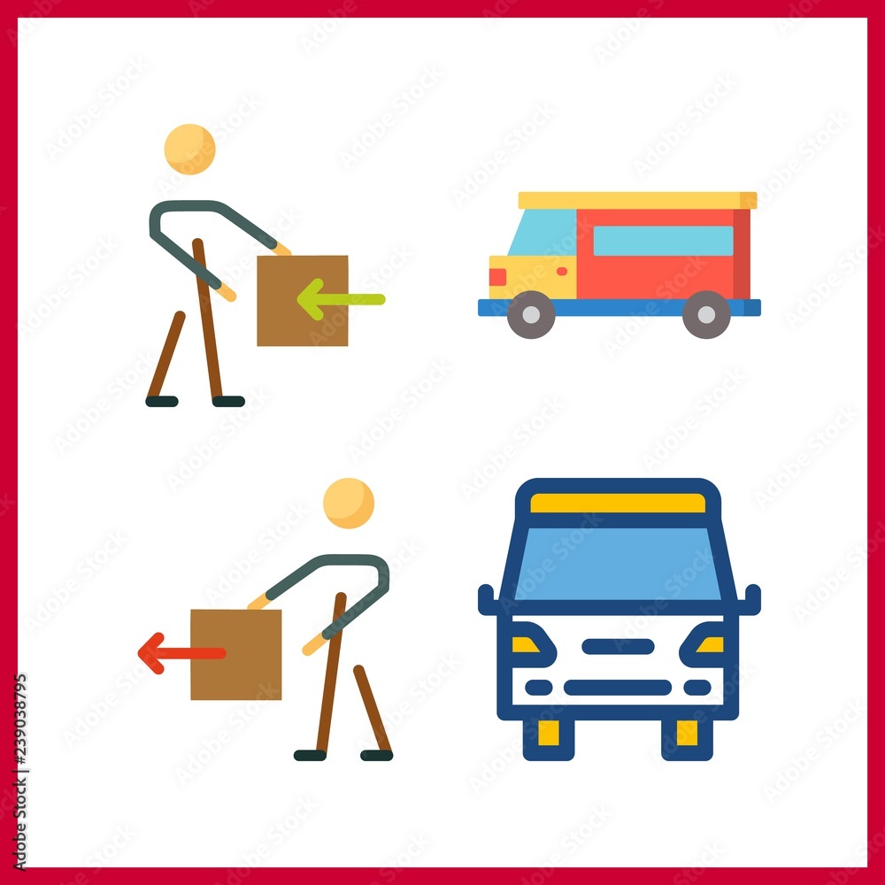 4 delivering icon. Vector illustration delivering set. delivery and van icons for delivering works