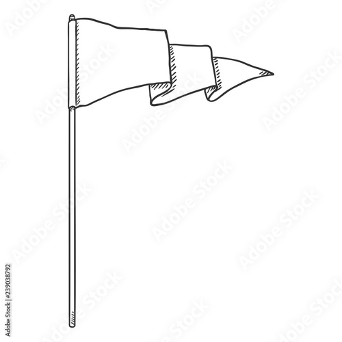 Vector Single Sketch Waving Triangle Flag