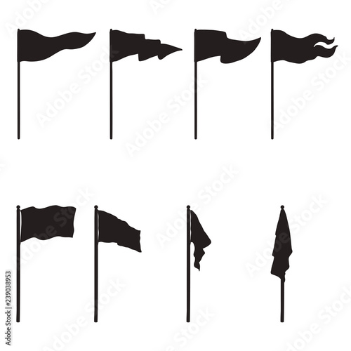Vector Set of Black Silhouettes Flags photo