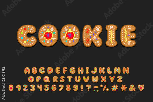 Alphabet cookie design. Letters, numbers and punctuation marks. EPS 10