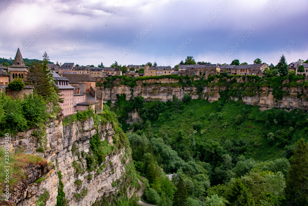 Village hangs on the cliffside