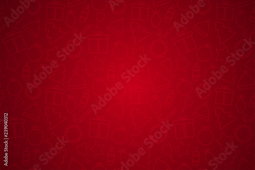 Holiday Christmas red backgound with icons and copy space. Template for a banner, poster, shopping, discount