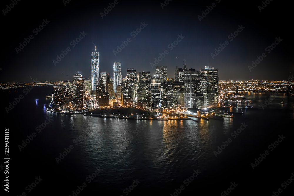 Manhattan view by night , New York