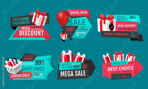 Mega Discount, Exclusive Product Sale Banners Set