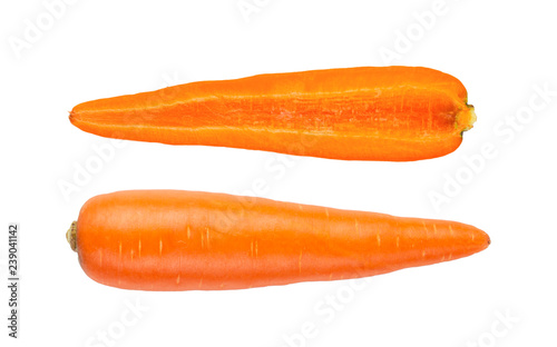 carrot isolated on white background. top view photo