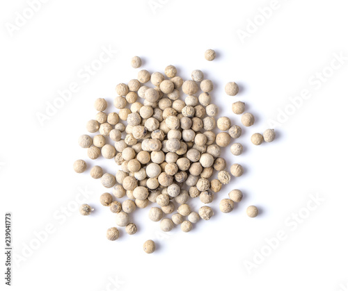 pepper corn isolated on white background. top view
