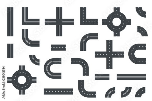 Roads, highways, street elements. Templates set