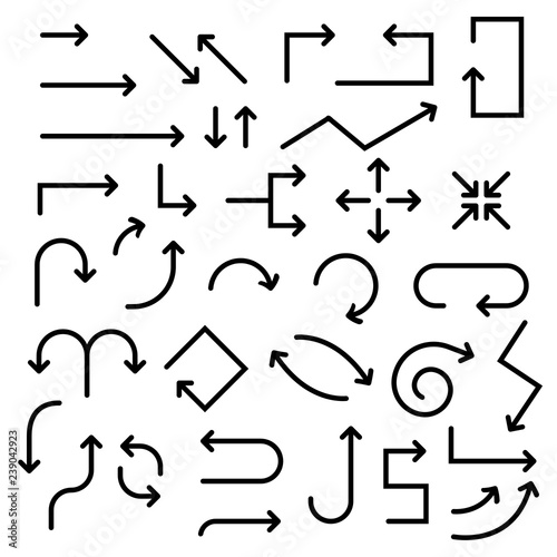 Simple black arrows set. Direction signs