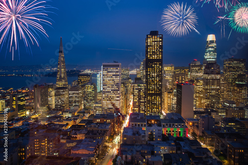 Photography Beautiful New Year Firework in San Francisco