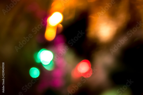 blur focus colored bokeh christmas ligths abstract background