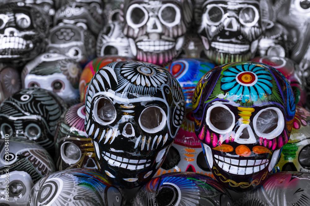 Las cabezas de calavera en las fiestas de los muertos de México.