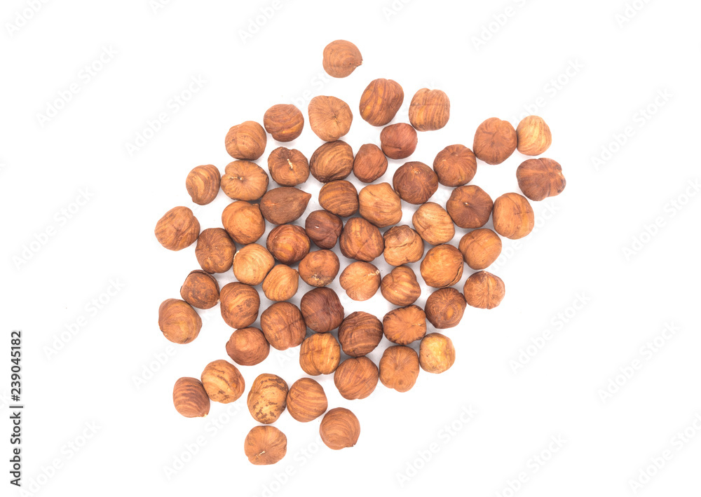 Hazelnut nuts on white background. peeled filbert Hazelnut nuts on white background. peeled filbert