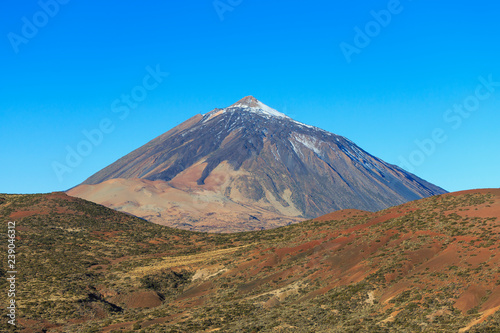 Peak of Teide volcano at winter season