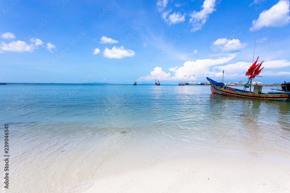 Tropical beach, longtail boats, Samui Island, Suratthani, Thailand. Tropical beach, longtail boats, Samui Island, Suratthani, Thailand.
