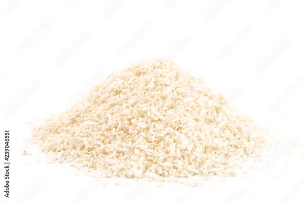 Organic Unsweetened Coconut on a White Background