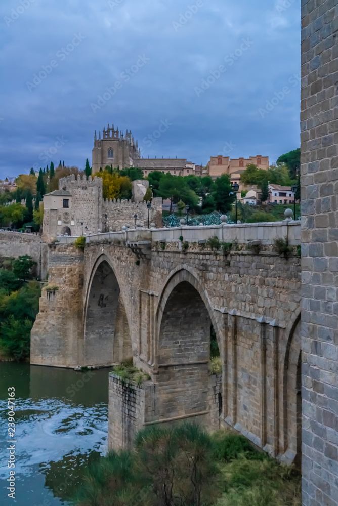 The Puente de San Martn (St Martin's Bridge), a medieval bridge across the river Tagus in Toledo, Spain. Constructed in the late 14th century. 