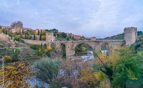 The Puente de San Martn  St Martin s Bridge   a medieval bridge across the river Tagus in Toledo  Spain. Constructed in the late 14th century. 