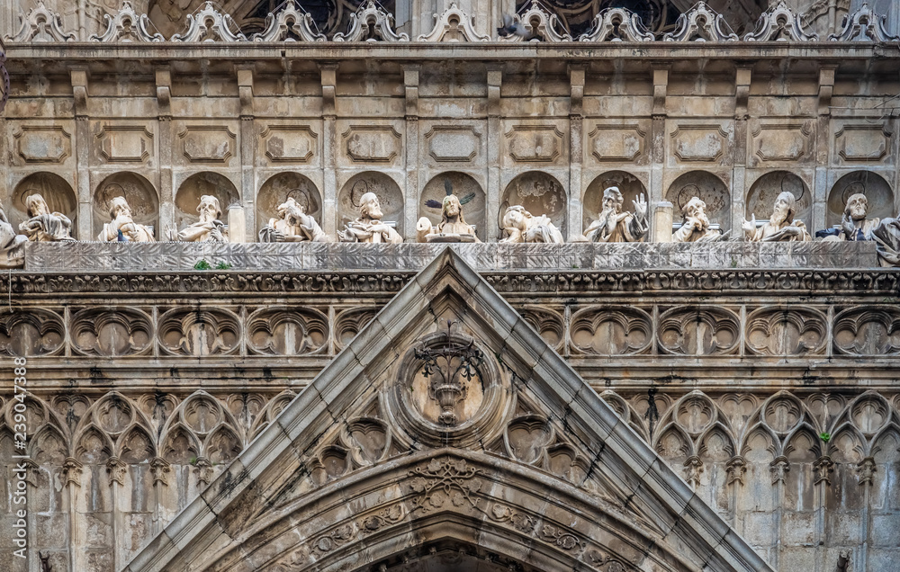Portal of The Primate Cathedral of Saint Mary of Toledo, one of the three 13th-century High Gothic cathedrals in Spain and considered the magnum opus of the Spanish Gothic style