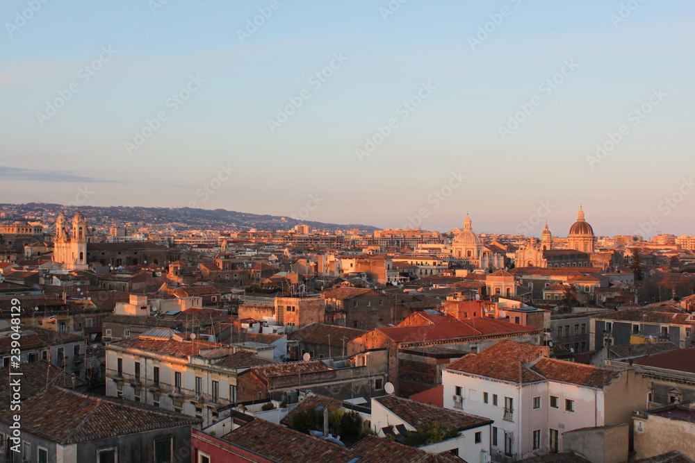 Rooftops of Catania at sunset